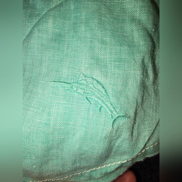 Tommy Bahama Womens 100% Linen Long Sleeve Blouse Small Green Button Up Collared - Picture 11 of 11